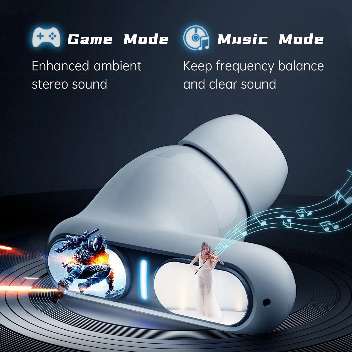 Langsdom Gaming Headset Bluetooth Earphone With Mic Bass Audio Stereo HiFi TWS True Wireless Earbuds Sports LED Headphones - Shengyao Chuangqi (HK) International Limited