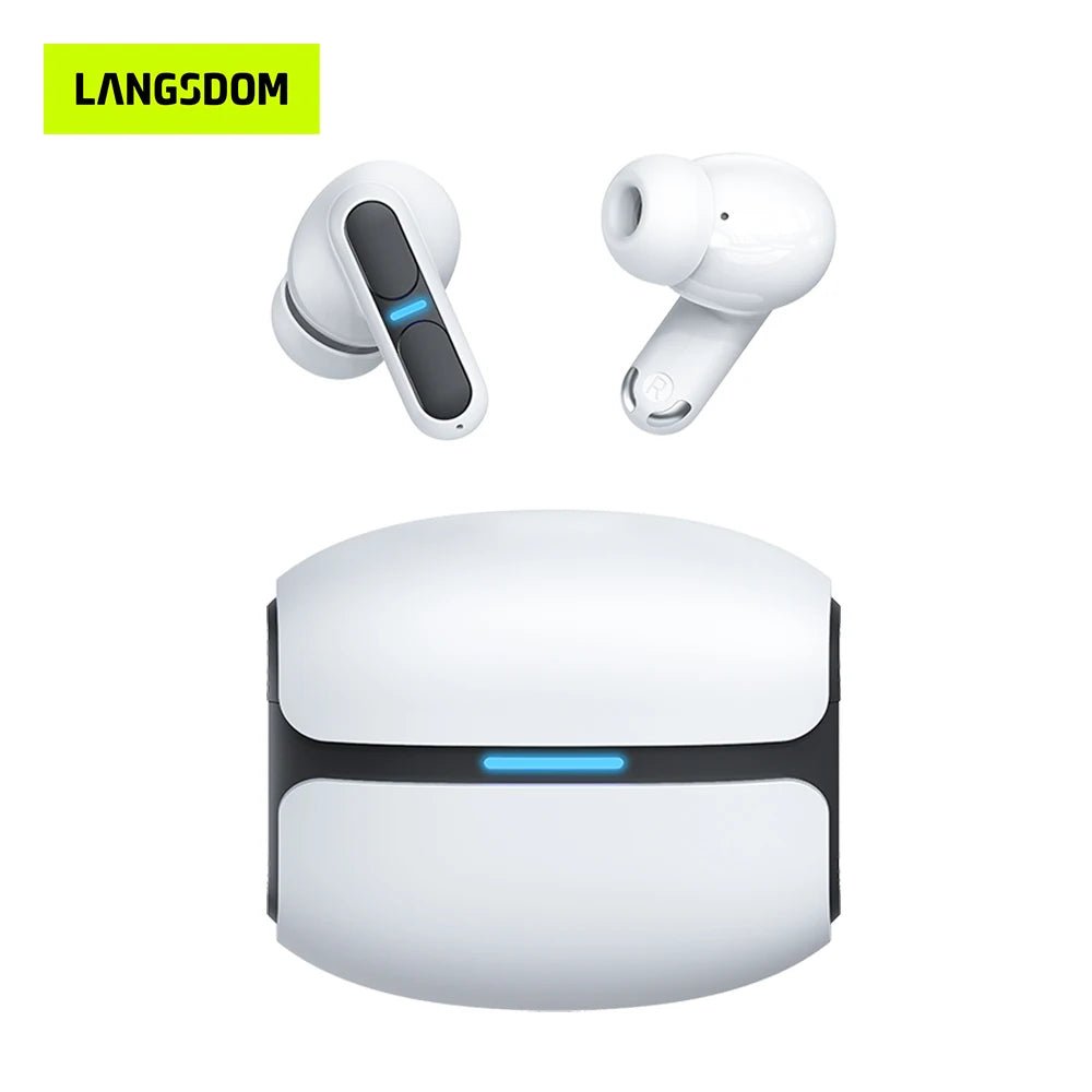 Langsdom Gaming Headset Bluetooth Earphone With Mic Bass Audio Stereo HiFi TWS True Wireless Earbuds Sports LED Headphones - Shengyao Chuangqi (HK) International Limited