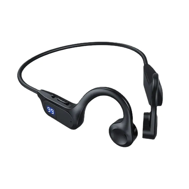 Wireless Bone Conduction Neckband Headphones w/ Display, Bluetooth 5.2, IPX7 Waterproof, Stereo Sound, 8+ Hours Playtime