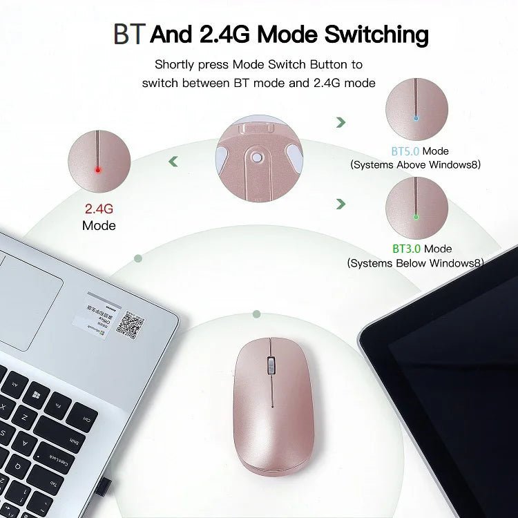 New Ultra Slim Wireless Charging Mute Mouse 2.4G 1600dpi Dual - Mode Mouse for Mac ipad IOS - Shengyao Chuangqi (HK) International Limited