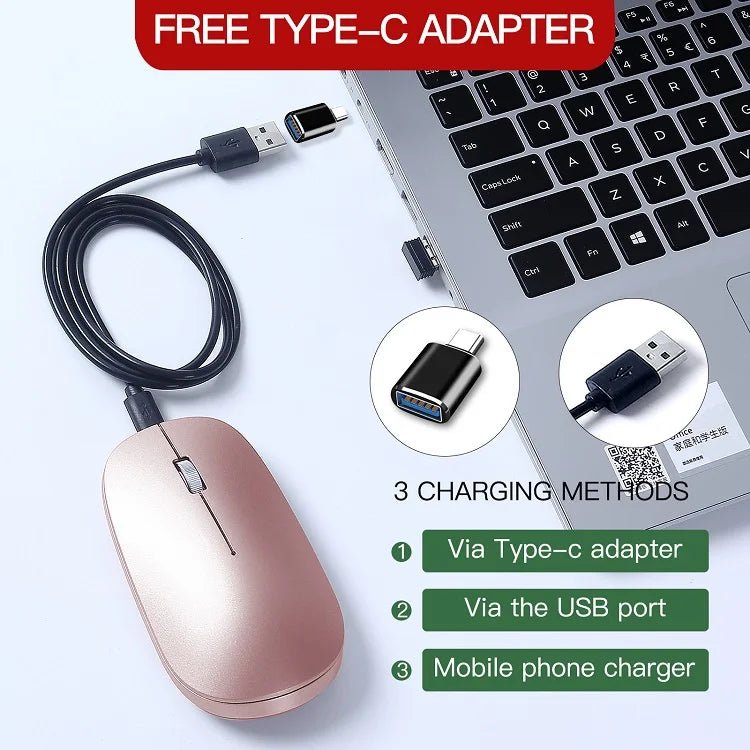 New Ultra Slim Wireless Charging Mute Mouse 2.4G 1600dpi Dual - Mode Mouse for Mac ipad IOS - Shengyao Chuangqi (HK) International Limited
