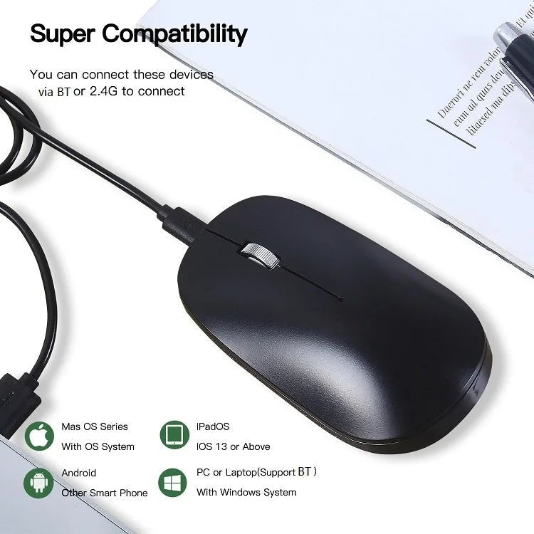 New Ultra Slim Wireless Charging Mute Mouse 2.4G 1600dpi Dual - Mode Mouse for Mac ipad IOS - Shengyao Chuangqi (HK) International Limited