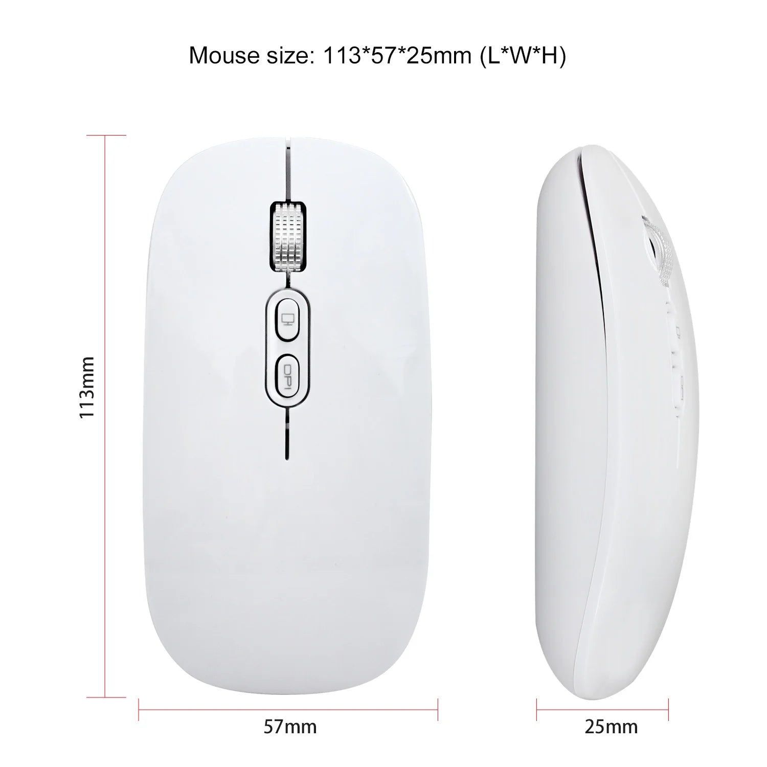OEM Custom Computer Laptop High Quality White Cute Silent Slim Charging BT 2.4Ghz Wireless Mouse - Shengyao Chuangqi (HK) International Limited