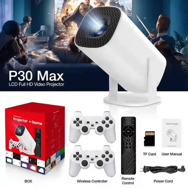 P30 MAX Game Projector Classic Video Game Console Retro 3D Games Potable Projector 720P HD Output Home Projector for Party - Shengyao Chuangqi (HK) International Limited