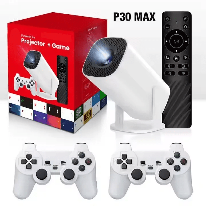 P30 MAX Game Projector Classic Video Game Console Retro 3D Games Potable Projector 720P HD Output Home Projector for Party - Shengyao Chuangqi (HK) International Limited