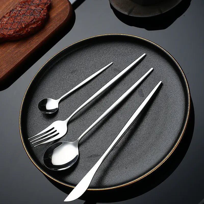 Portuguese Stainless Steel Cutlery Set | Modern Minimalist 410 Steel Tableware - Shengyao Chuangqi (HK) International Limited