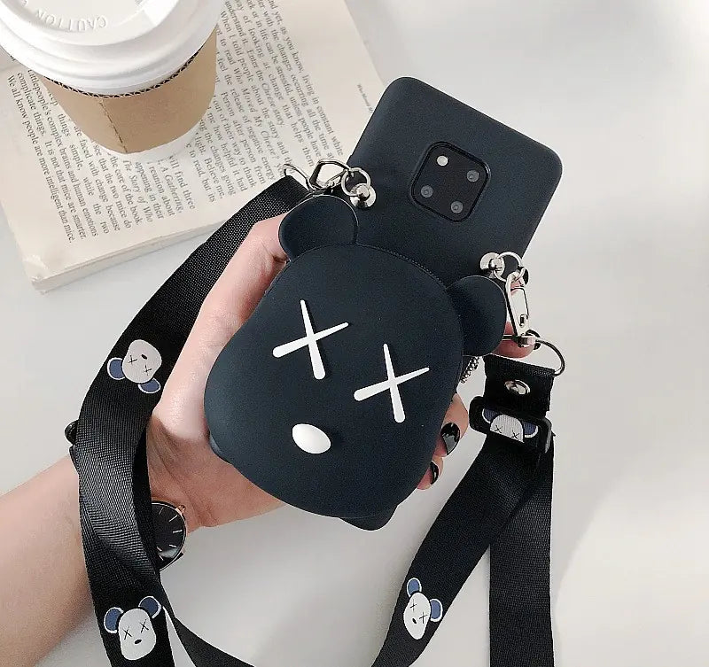 Cartoon Silicone Neck Wallet and Phone Case Cover