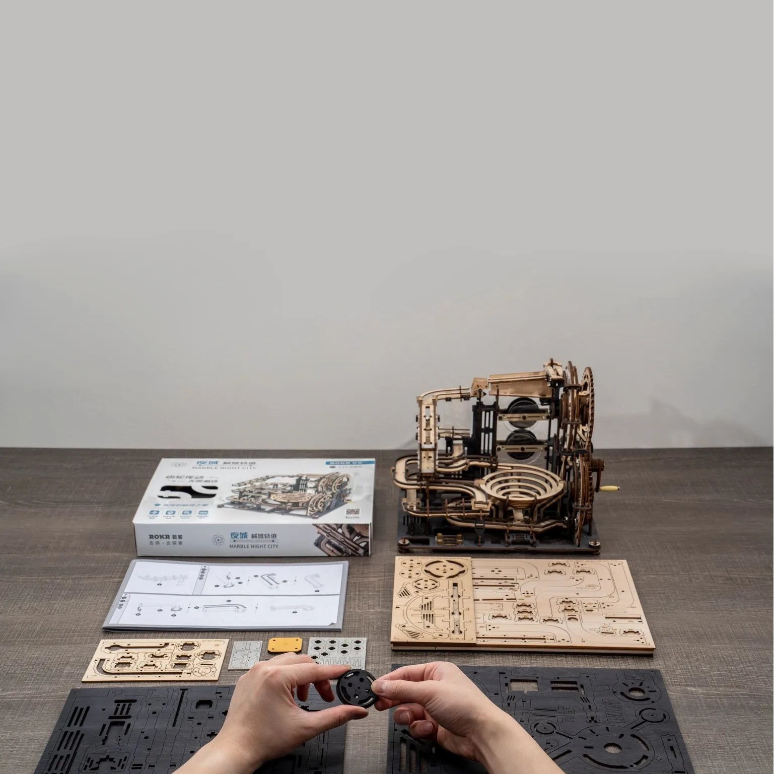 Robotime Rokr US Warehouse DIY Craft Mechanical Gear Toy LGA01 Marble Night City 3D Wooden Puzzle for Drop Shipping - Shengyao Chuangqi (HK) International Limited