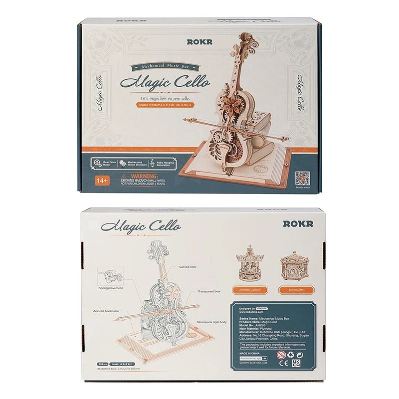 Robotime US Warehouse DIY Assemble Toys AMK63 Magic Cello Music Box Model Kits 3D Wooden Puzzle for Drop Shipping - Shengyao Chuangqi (HK) International Limited