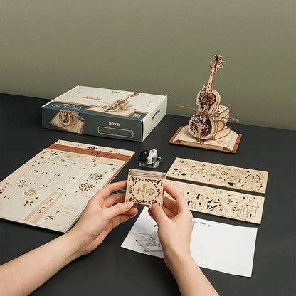 Robotime US Warehouse DIY Assemble Toys AMK63 Magic Cello Music Box Model Kits 3D Wooden Puzzle for Drop Shipping - Shengyao Chuangqi (HK) International Limited