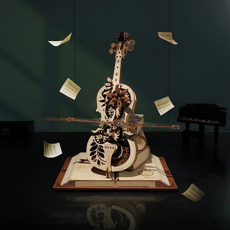Robotime US Warehouse DIY Assemble Toys AMK63 Magic Cello Music Box Model Kits 3D Wooden Puzzle for Drop Shipping - Shengyao Chuangqi (HK) International Limited
