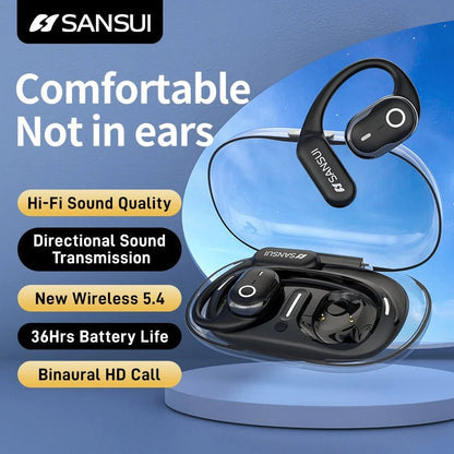 Sansui W26 OWS ENC Noise Cancelling bluetooth Open Ear Hook Bicycles Motorcycles Online Courses Office Wireless Earphone Headset - Shengyao Chuangqi (HK) International Limited