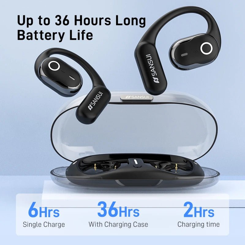Sansui W26 OWS ENC Noise Cancelling bluetooth Open Ear Hook Bicycles Motorcycles Online Courses Office Wireless Earphone Headset - Shengyao Chuangqi (HK) International Limited