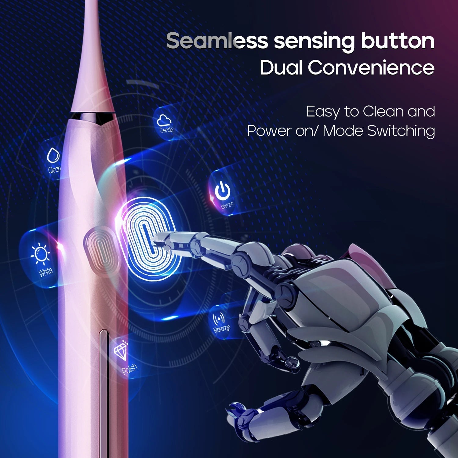 SEAGO SG2752 Rechargeable Sonic Electric Toothbrush Seamless Button Adult Dental Care 5 Modes Pressure Sensor Deep Clean - Shengyao Chuangqi (HK) International Limited