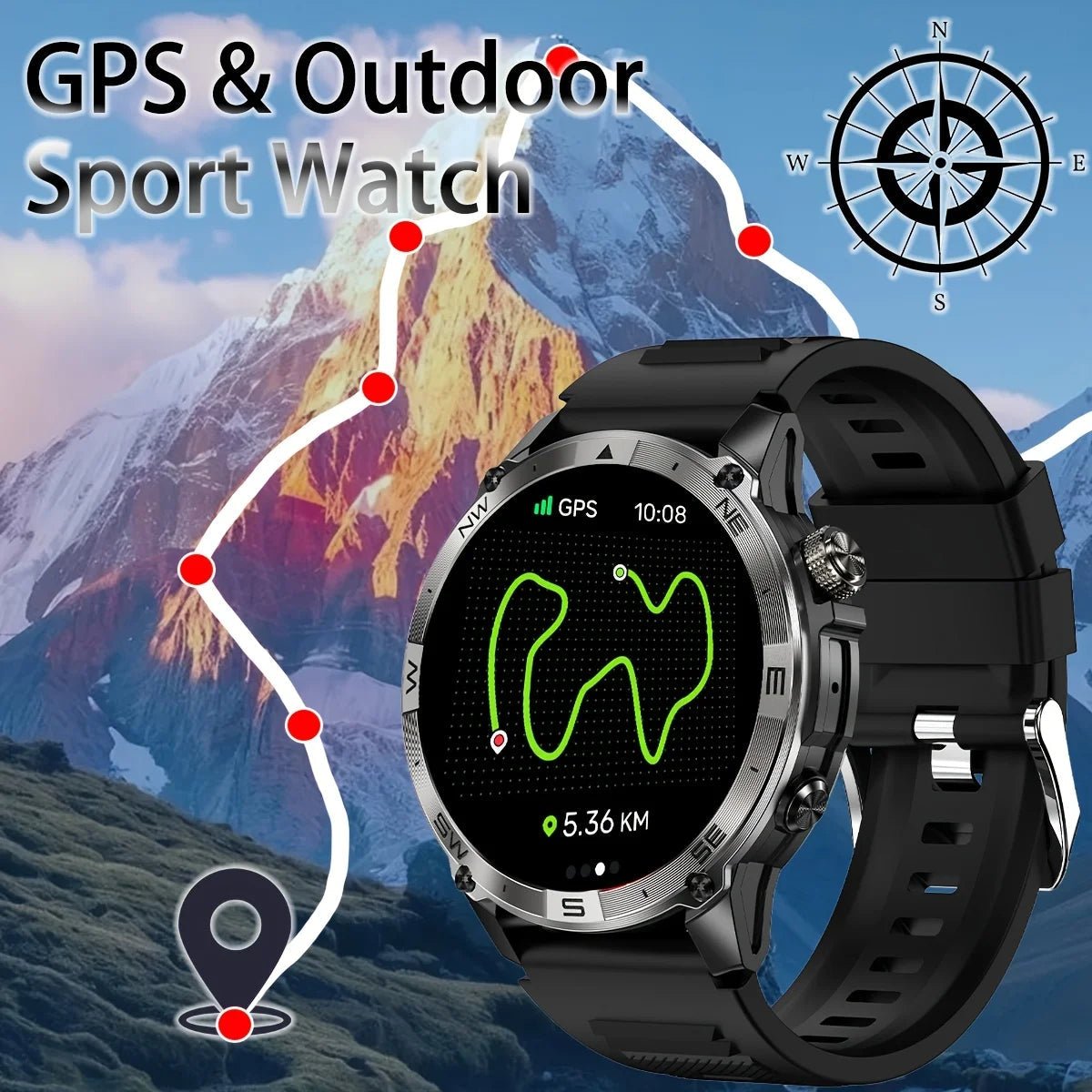SENBONO HK08 New AMOLED HD Screen Outdoor Sport GPS Smartwatch Altitude air Pressure Compass Sport Tracking Smart Watch Men GPS - Shengyao Chuangqi (HK) International Limited