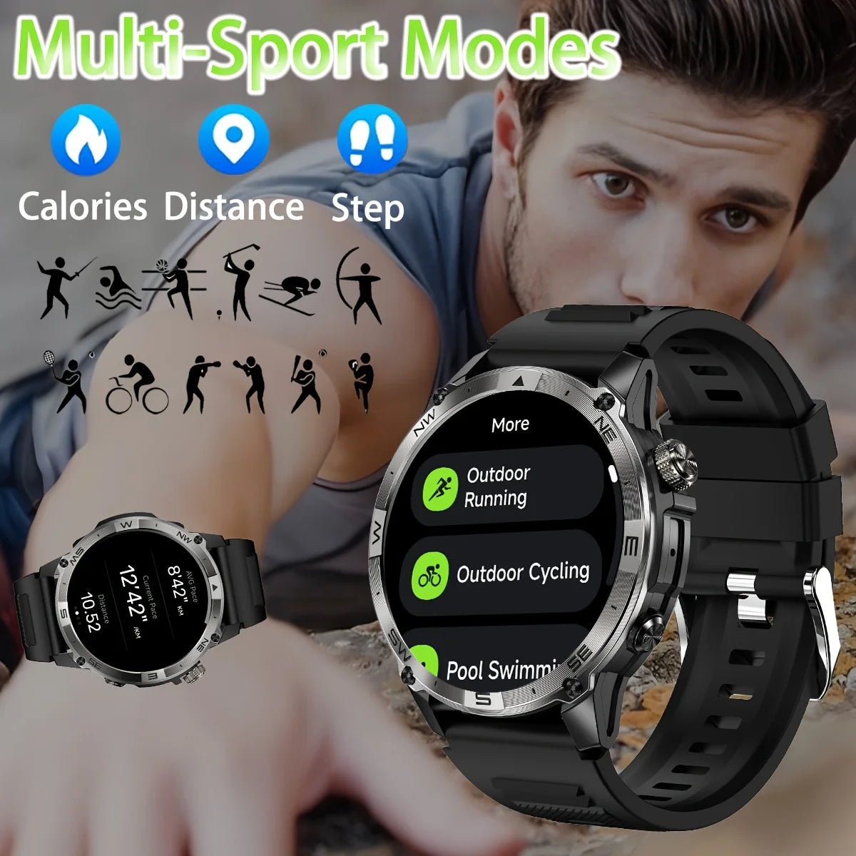 SENBONO HK08 New AMOLED HD Screen Outdoor Sport GPS Smartwatch Altitude air Pressure Compass Sport Tracking Smart Watch Men GPS - Shengyao Chuangqi (HK) International Limited
