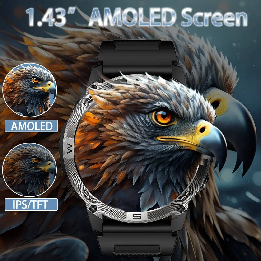 SENBONO HK08 New AMOLED HD Screen Outdoor Sport GPS Smartwatch Altitude air Pressure Compass Sport Tracking Smart Watch Men GPS - Shengyao Chuangqi (HK) International Limited