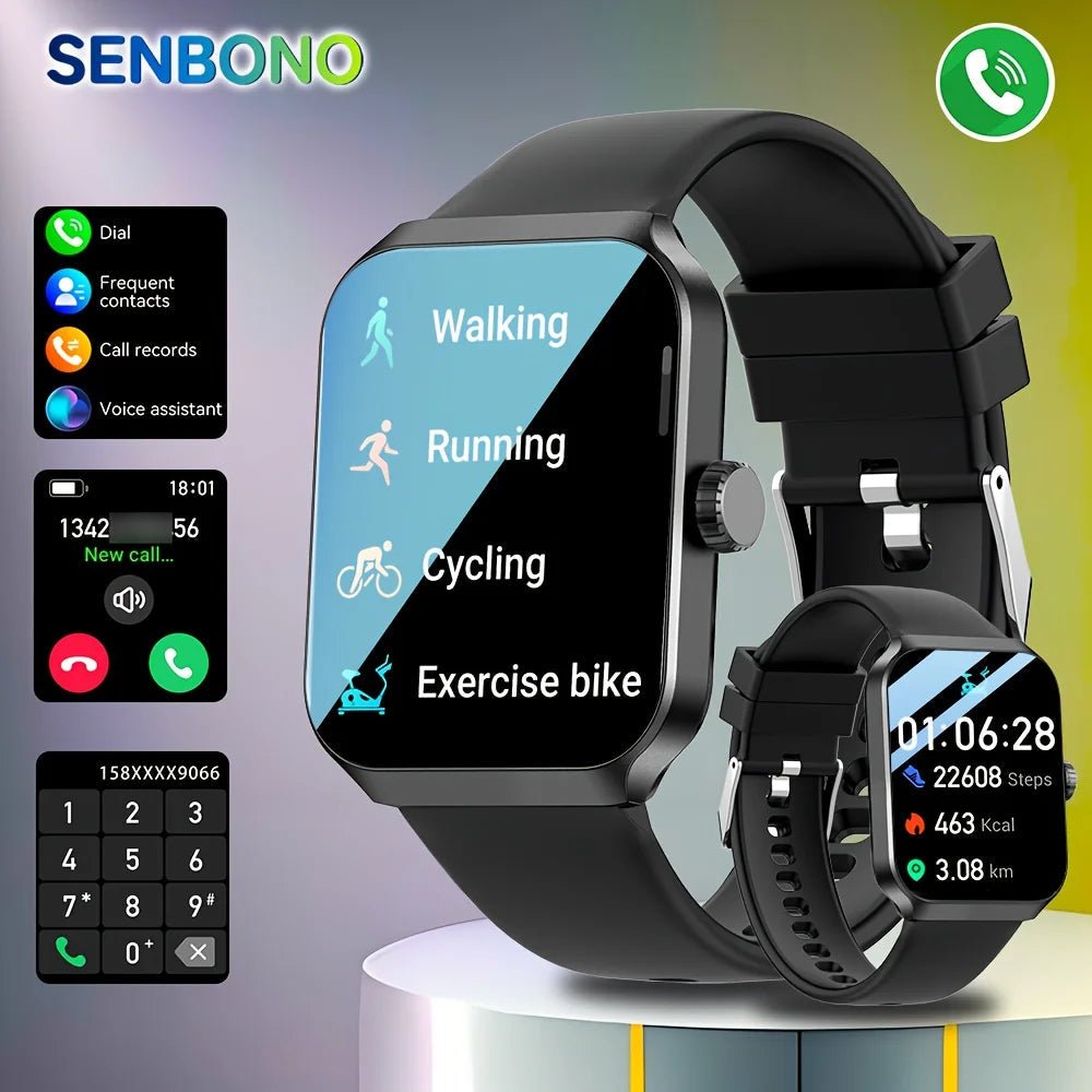 SENBONO NX25 New SmartWatch Women Men square Screen Sports Waterproof Answer Call Heart Rate Tracker Clock Men Women Smart Watch - Shengyao Chuangqi (HK) International Limited