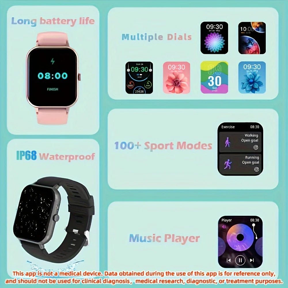 SENBONO ZL54CJ Square Smartwatch Women BT Call Heart Rate Sport Mode Fitness Tracker Waterproof Smart Watch Men for IOS Android - Shengyao Chuangqi (HK) International Limited