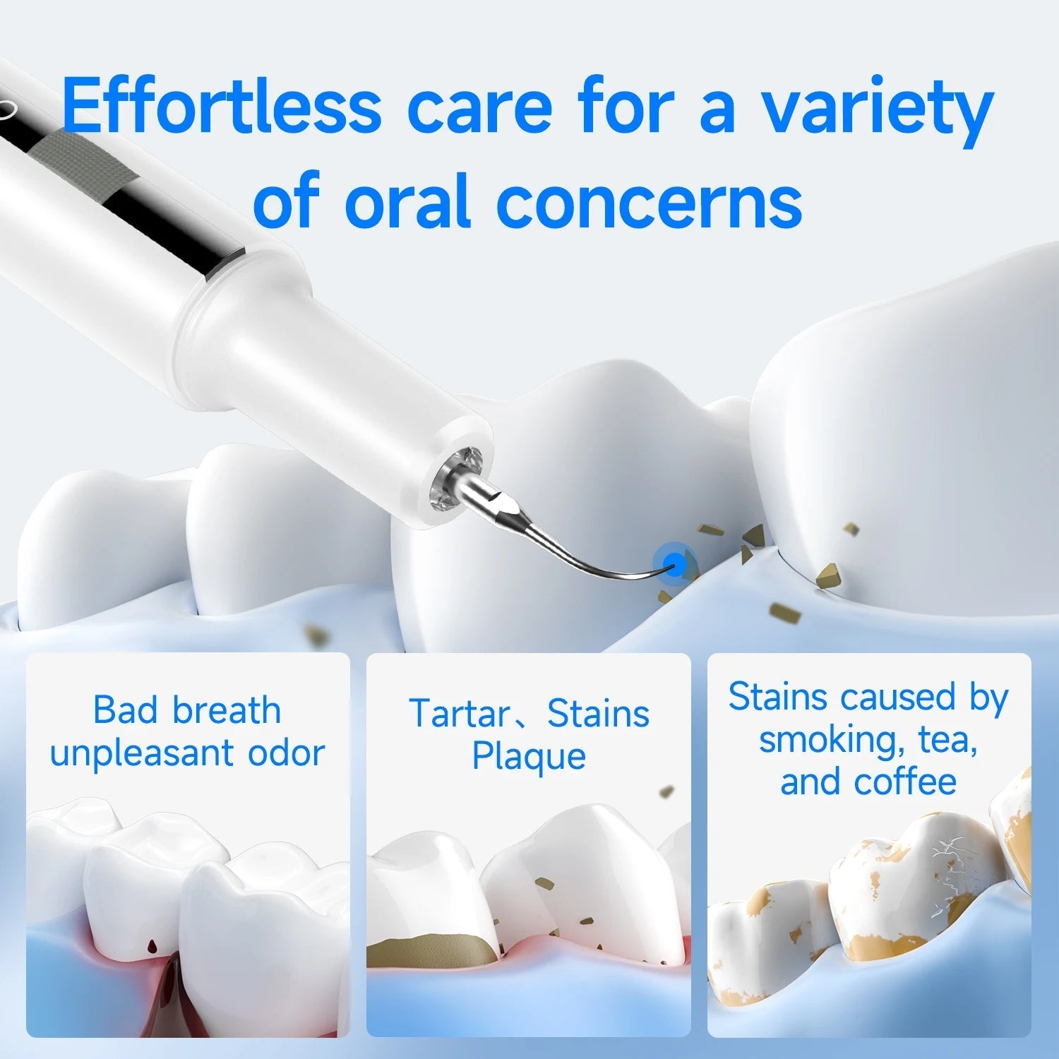 Smart Dental Cleaning Device Set with Pressure Sensors Sonic Electric Toothbrush Rechargeable Dental Cleaner Curvy Moon T7 - Shengyao Chuangqi (HK) International Limited