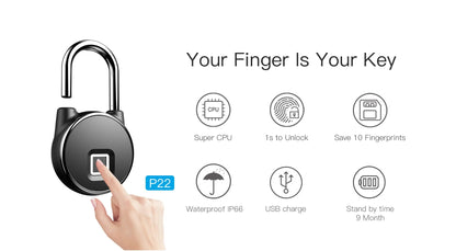 Smart Keyless Digital Lock with Fingerprint Reader BLE &amp; APP Control Waterproof Anti - Theft Security Keyless Biometric Padlock - Shengyao Chuangqi (HK) International Limited