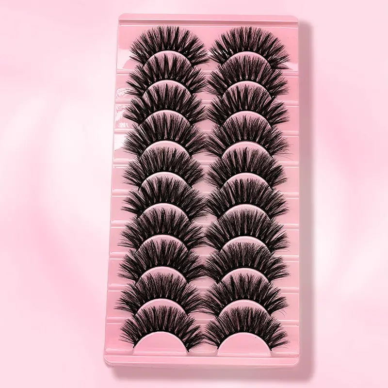 Luxury 3D Faux Mink Lash Set - 10 Pairs Ultra-Fluffy Curled Lashes for Natural Volume