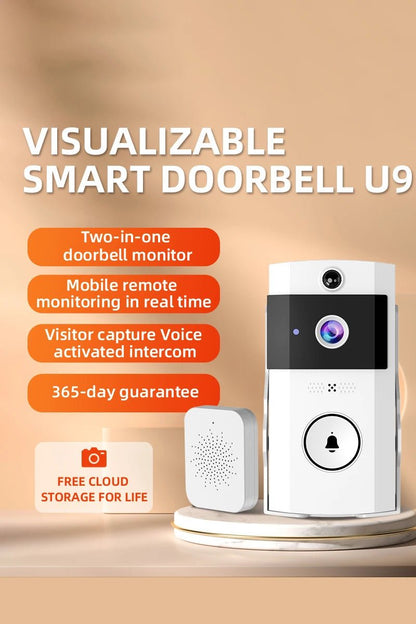 U9 Smart WiFi Video Doorbell for Home Security HD Night Vision Real - Time Intercom &amp; PIR Alarm USB Power Electric Source - Shengyao Chuangqi (HK) International Limited
