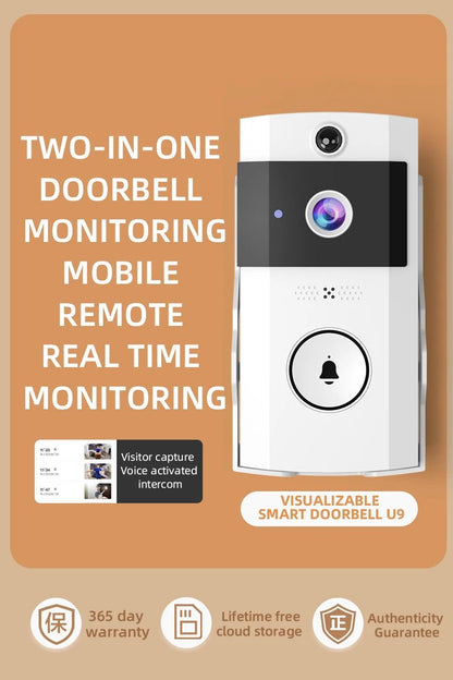 U9 Smart WiFi Video Doorbell for Home Security HD Night Vision Real - Time Intercom &amp; PIR Alarm USB Power Electric Source - Shengyao Chuangqi (HK) International Limited