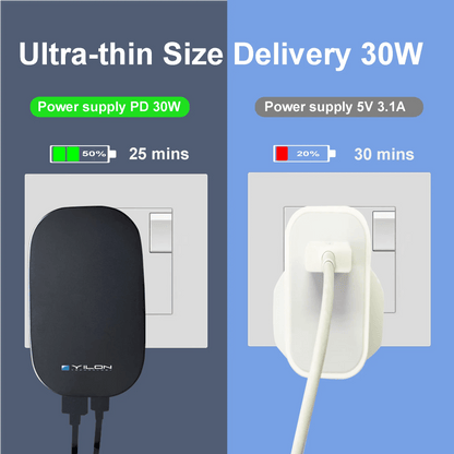 UK Gan 30w Mobile Phone Charger Qc3.0pd3.0 Fast Charging Wholesale Portable Charger for IPhone16Promax High - quality Custom logo - Shengyao Chuangqi (HK) International Limited