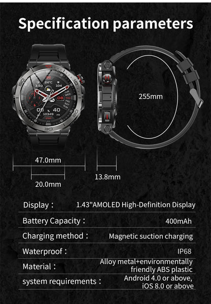 VALDUS 1.43 Inch AMOLED Screen Supports Smartwatch Blood Oxygen Detection Compass VD39 PRO Waterproof Smart Watch - Shengyao Chuangqi (HK) International Limited