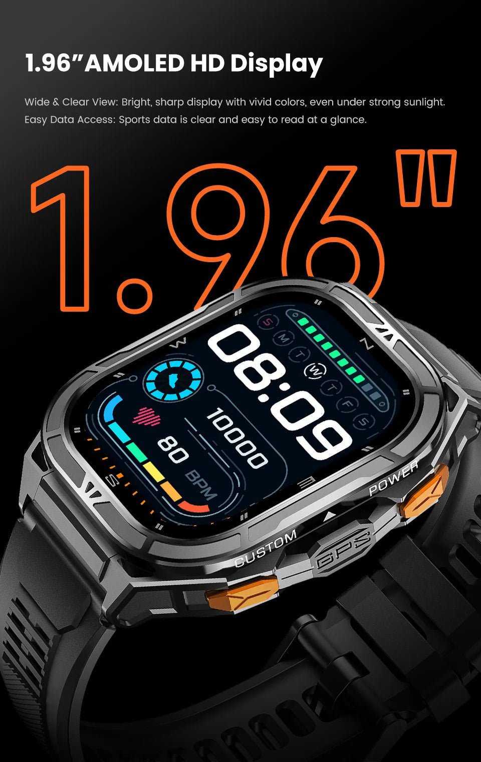 VALDUS AMOLED Round 1.96 Inch Screen Smartwatch Support GPS Multi Sports Mode Bluetooth Calling VG46 Pro Waterproof Smart Watch - Shengyao Chuangqi (HK) International Limited
