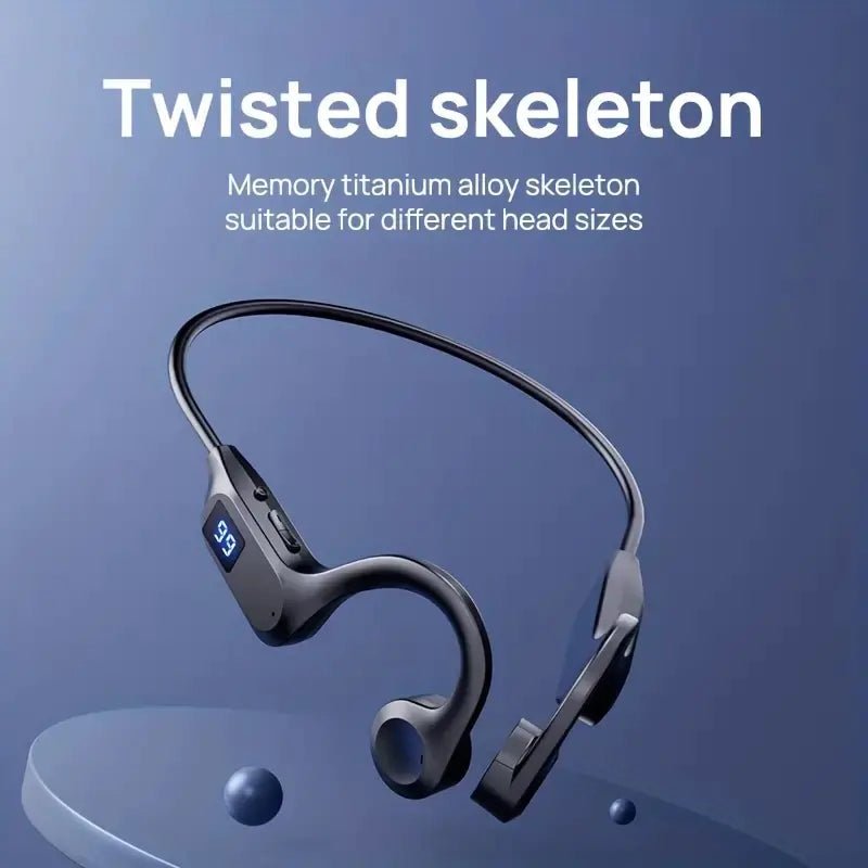 Wireless Bone Conduction Neckband Headphones w/ Display, Bluetooth 5.2, IPX7 Waterproof, Stereo Sound, 8+ Hours Playtime - Shengyao Chuangqi (HK) International Limited